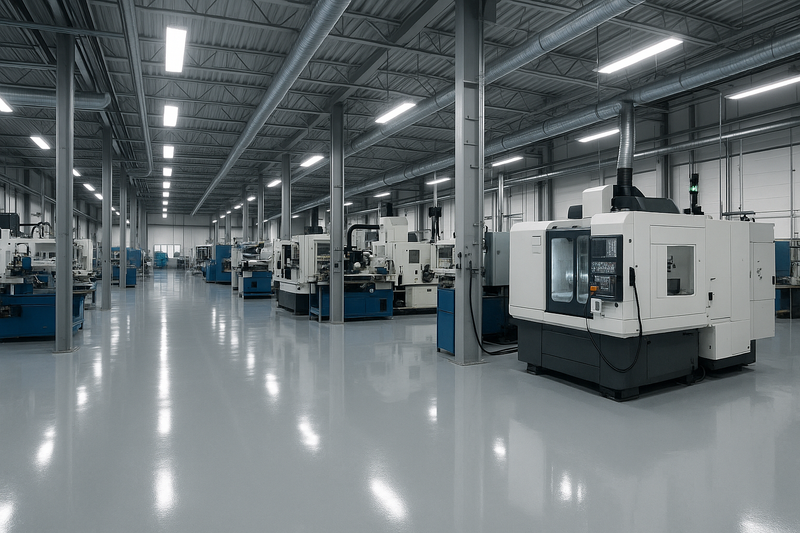 3 images flooring spaces: industrial, warehouse, outdoor 